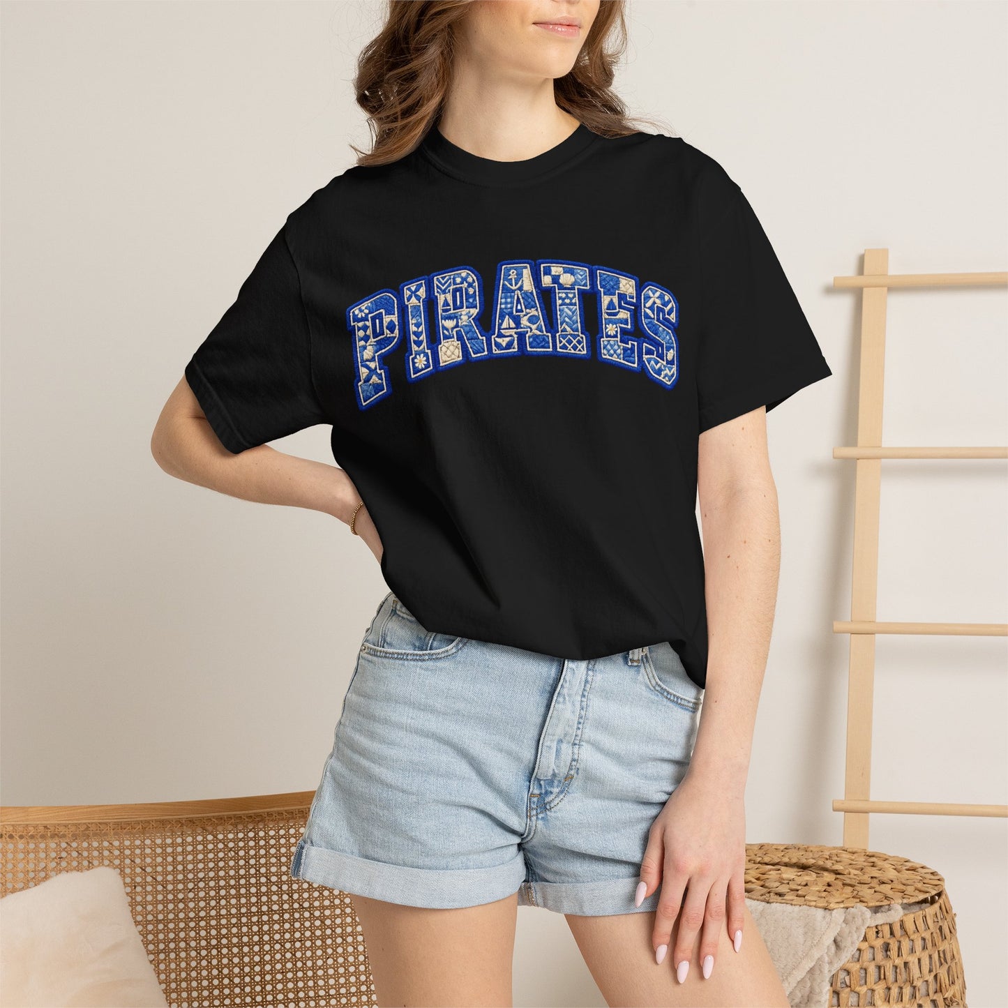 Pirates Patchwork Inspired Team T-Shirt | Retro Arched Lettering