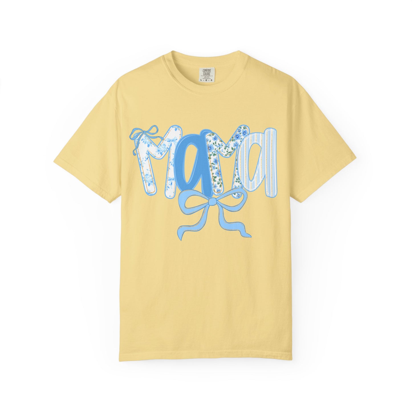 Mama Floral Pattern T-Shirt | Blue Ribbon Mama Tee