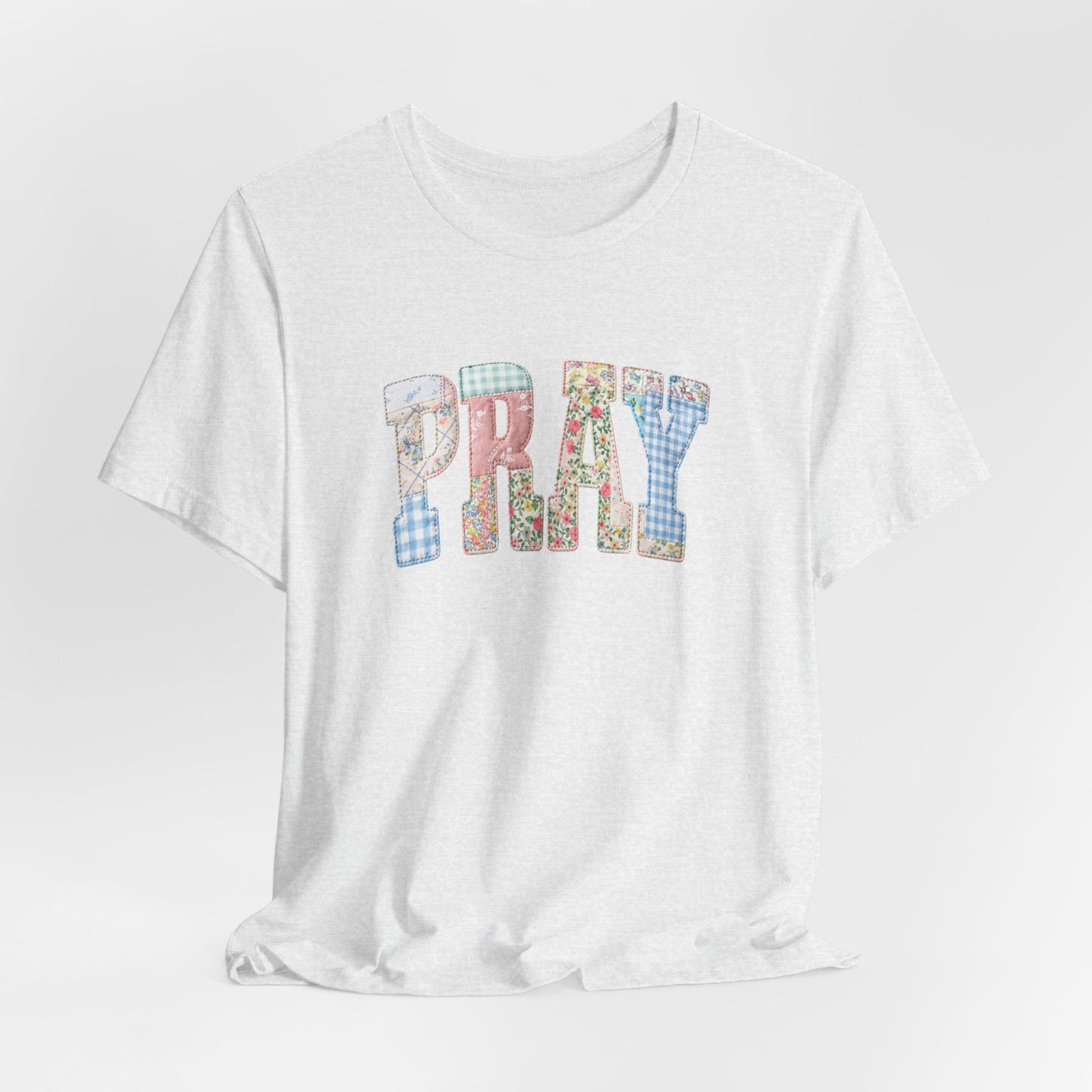 PRAY floral patchwork tee | Prayer graphic t-shirt