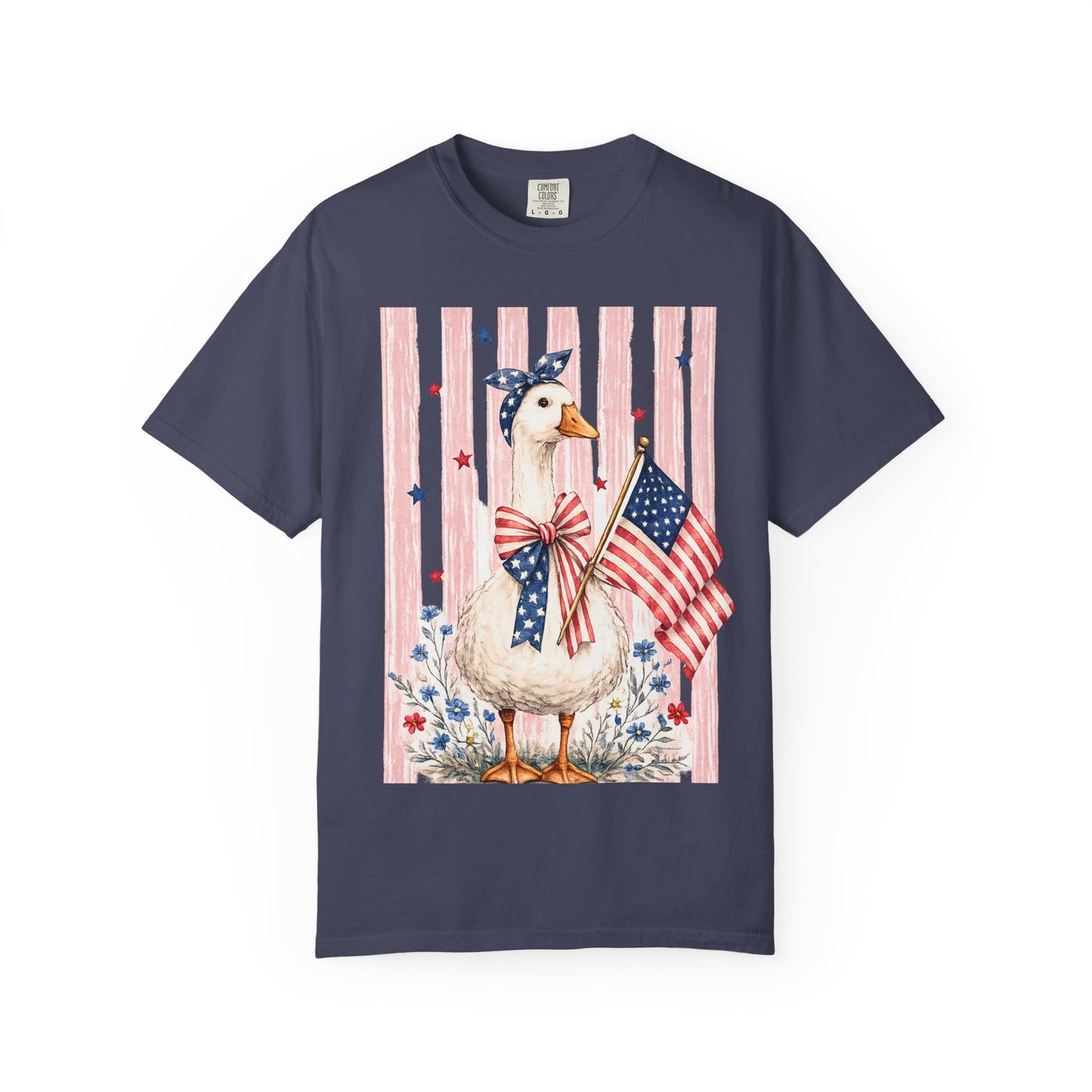Patriotic Duck American Flag T-Shirt | Fourth of July Farmhouse - Goose