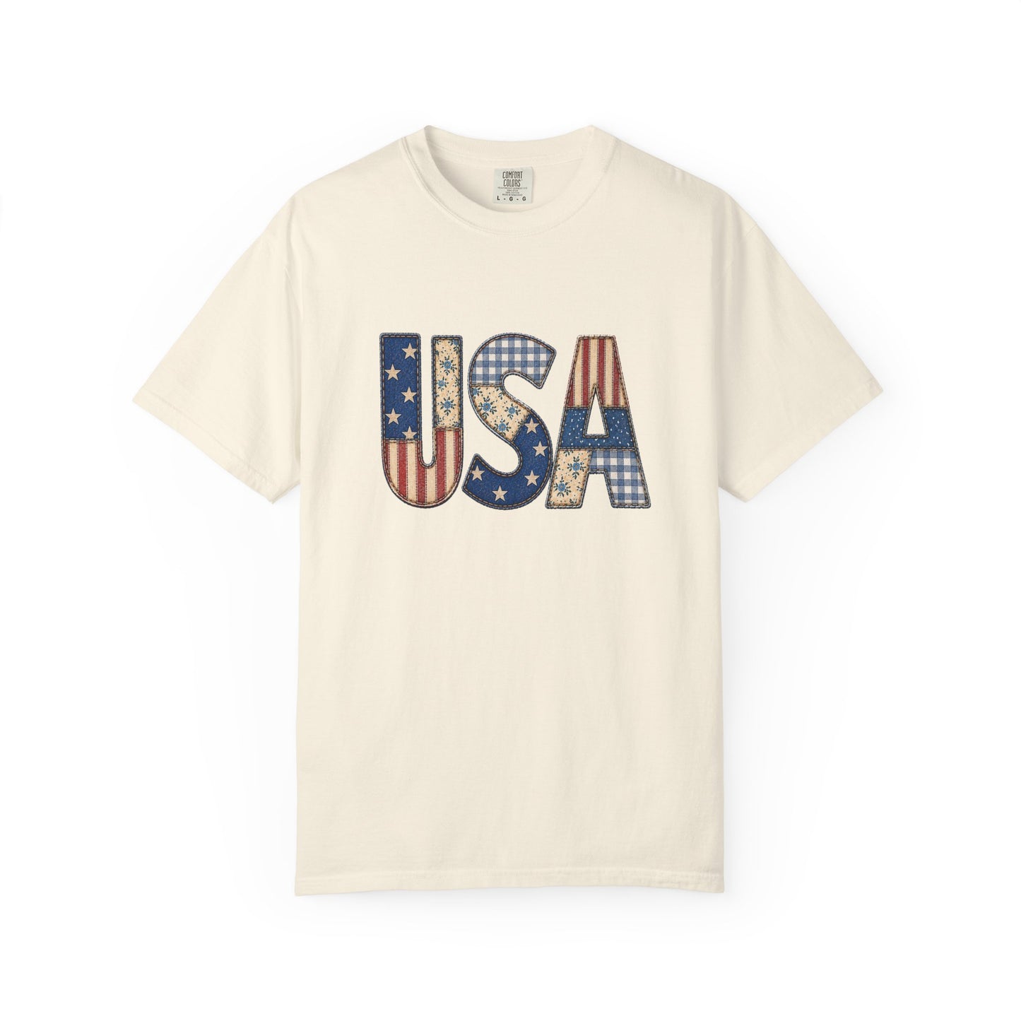 USA Flag Pattern T-Shirt | Patriotic Fourth of July Tee - Patchwork