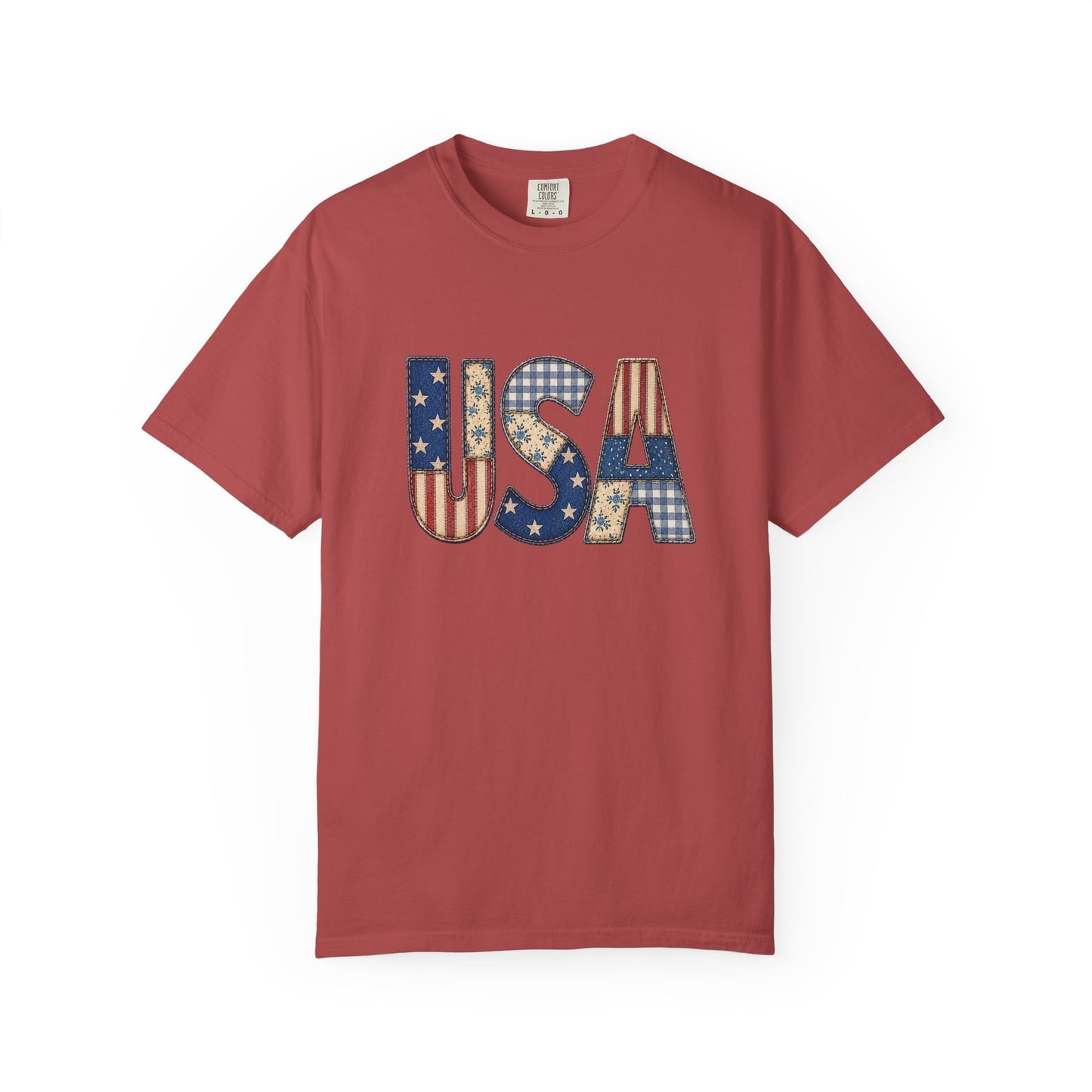 USA Flag Pattern T-Shirt | Patriotic Fourth of July Tee - Patchwork