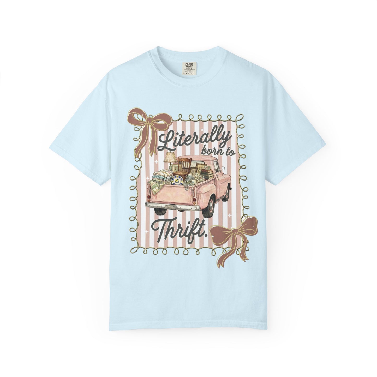 Literally Born to Thrift T-Shirt | Vintage Pink Truck, Thrift Finds