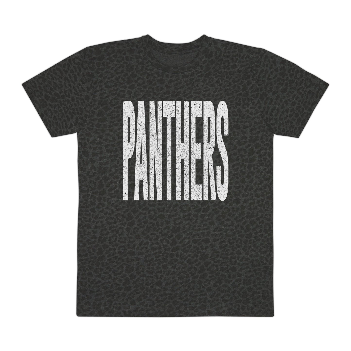 Panthers Bold Text T-Shirt | Leopard Print Background