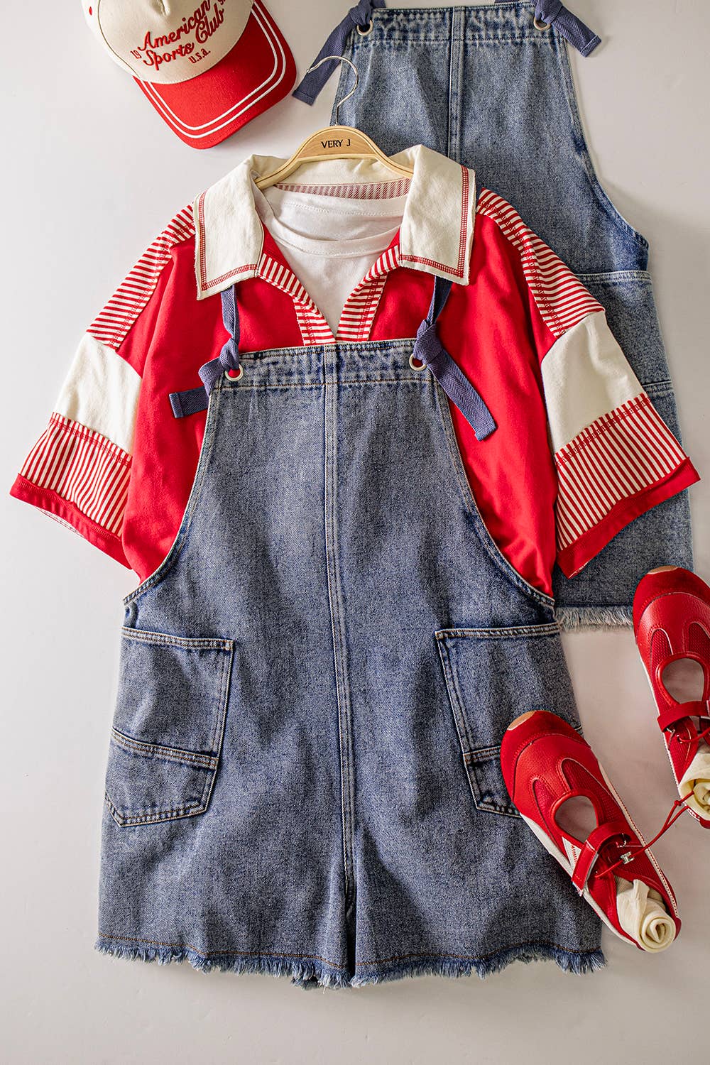 Color Me Cute Washed Denim Pocket Overall Romper