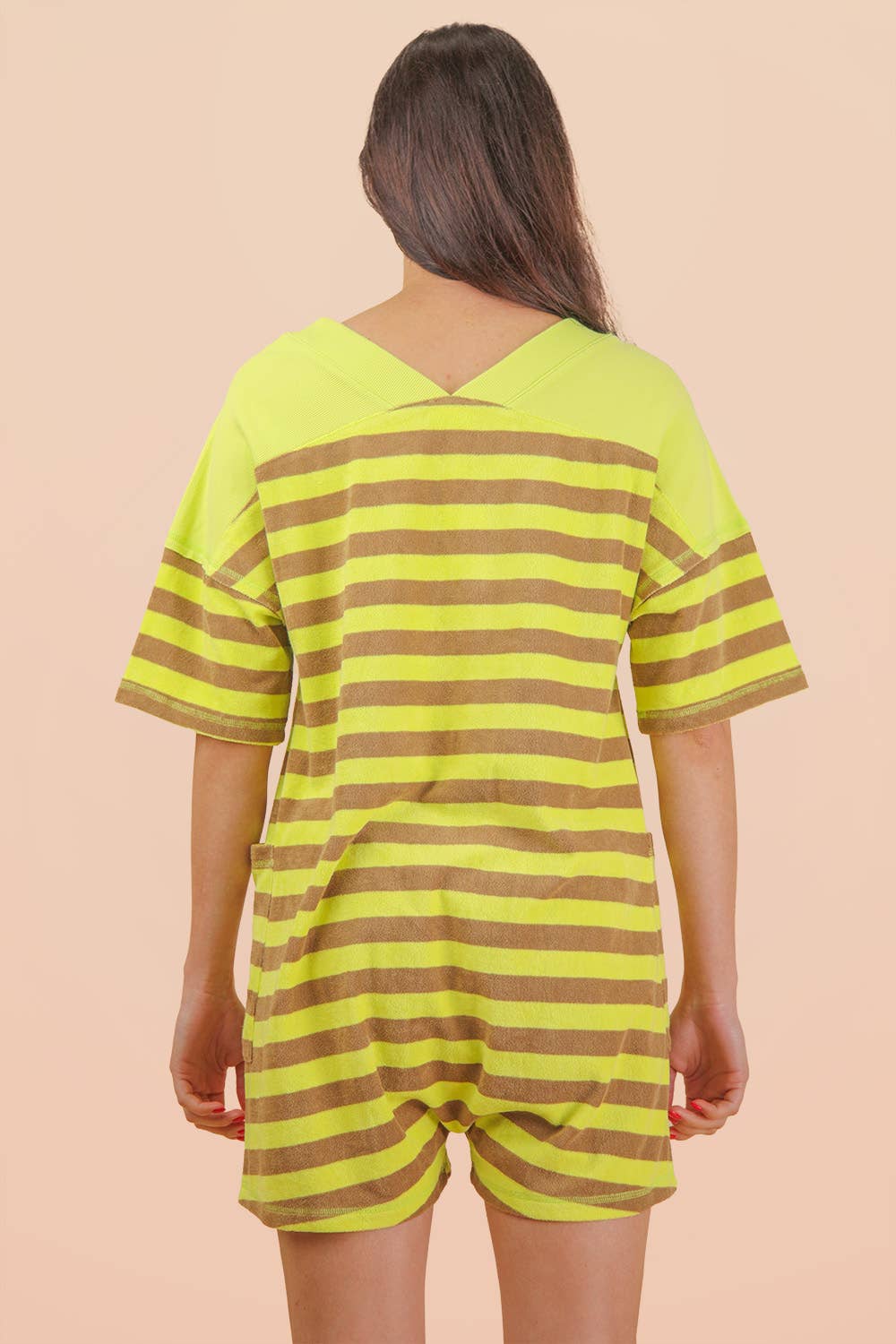 Lemon Stripe Casual Knit Romper
