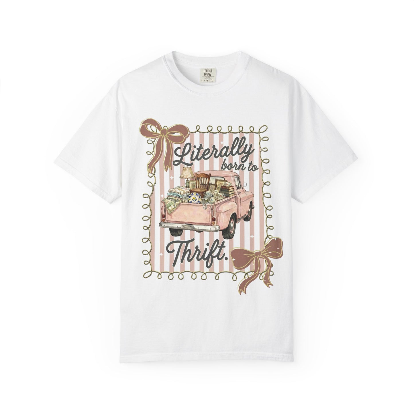 Literally Born to Thrift T-Shirt | Vintage Pink Truck, Thrift Finds