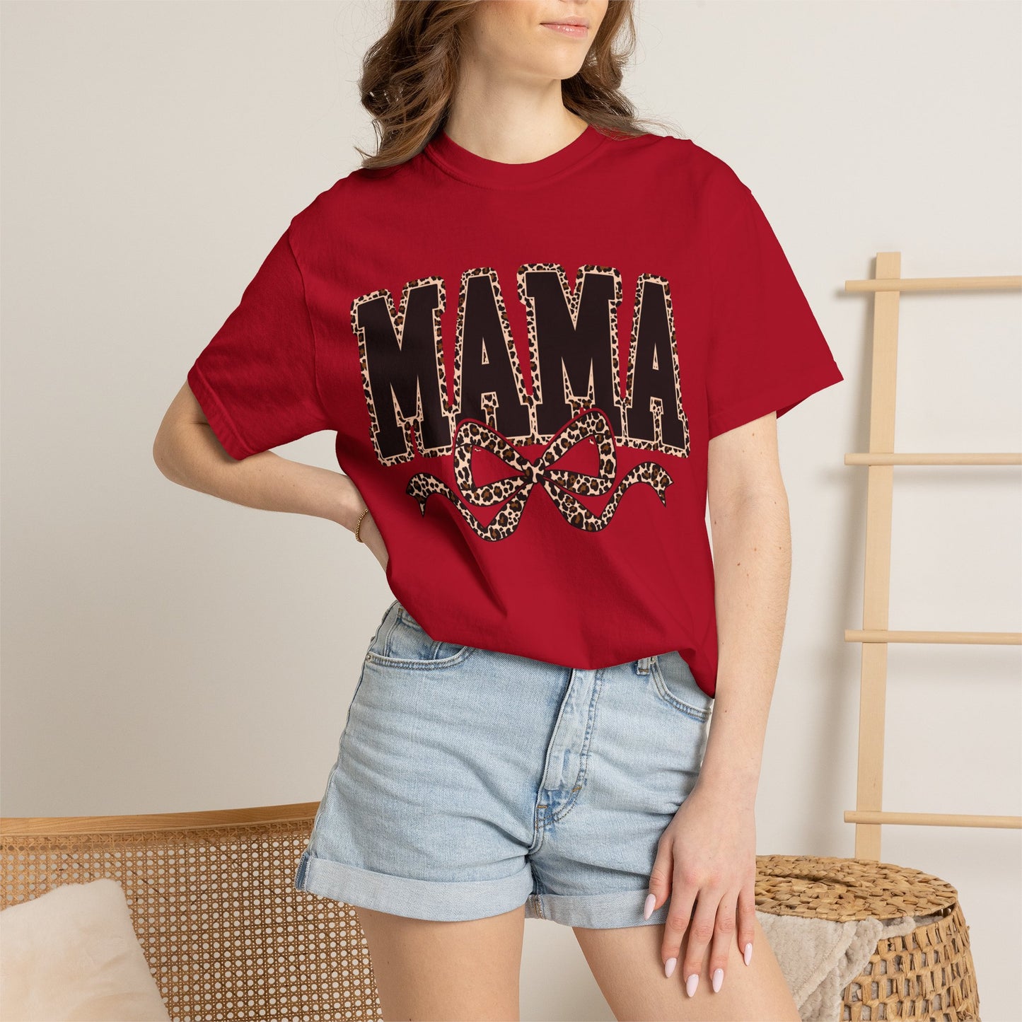 Mama Leopard Bow T-Shirt | Mama Graphic Tee, Animal Print Mom Shirt