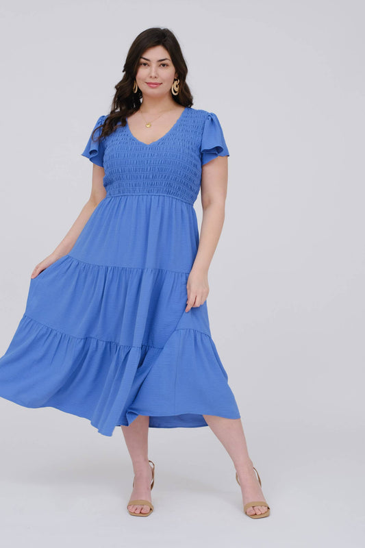 Miss Jill FLUTTER SLEEVE MIDI DRESS