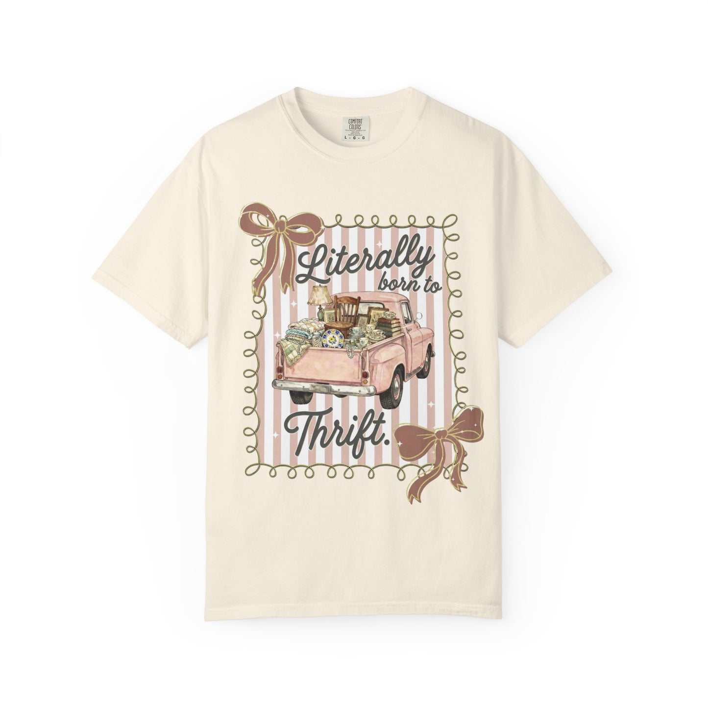 Literally Born to Thrift T-Shirt | Vintage Pink Truck, Thrift Finds