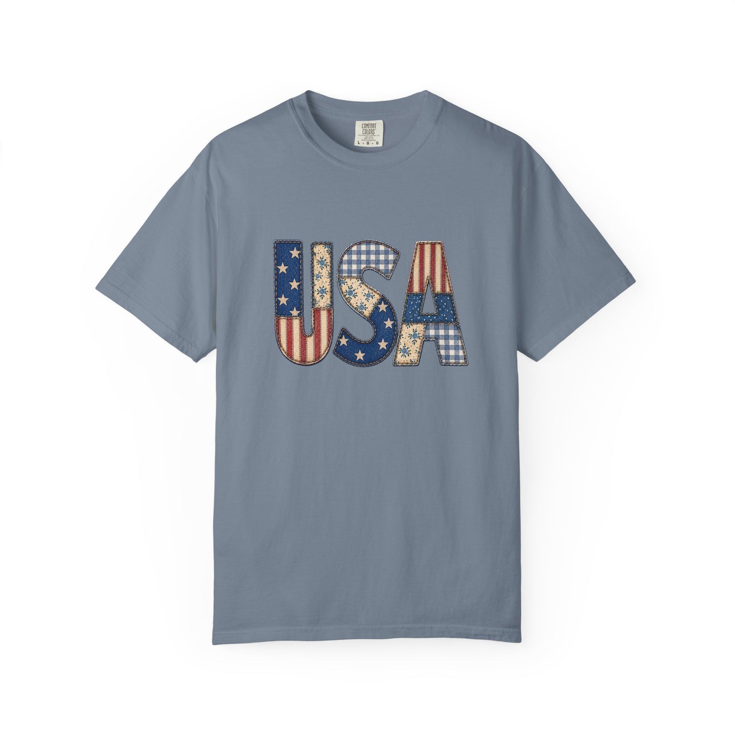 USA Flag Pattern T-Shirt | Patriotic Fourth of July Tee - Patchwork