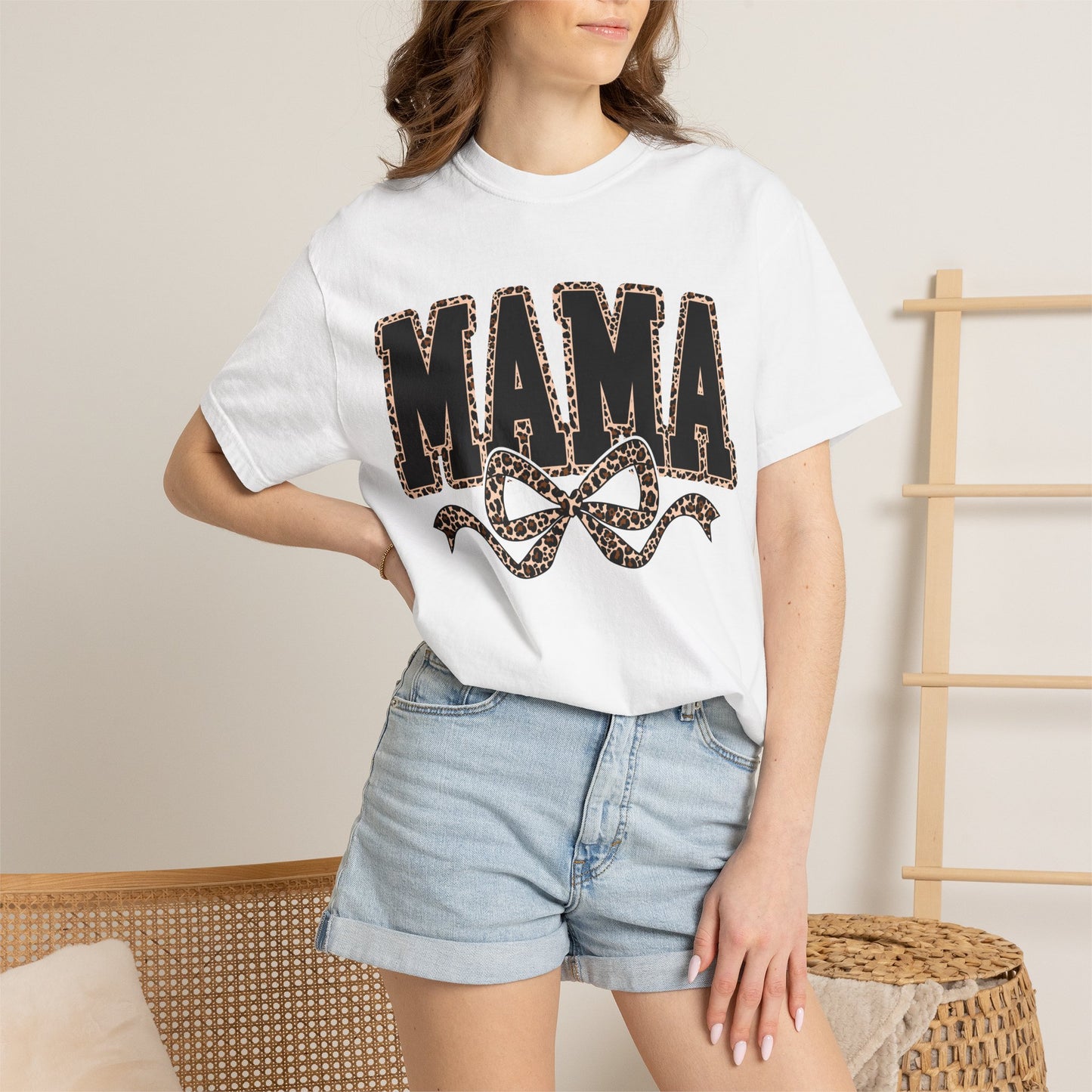 Mama Leopard Bow T-Shirt | Mama Graphic Tee, Animal Print Mom Shirt