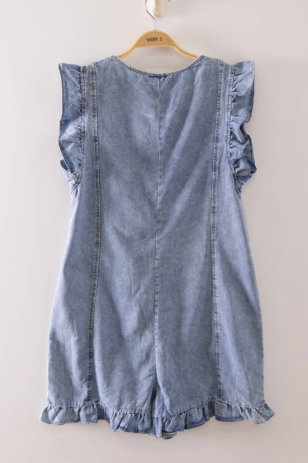 Sweet Chelsea Ruffle Denim Romper