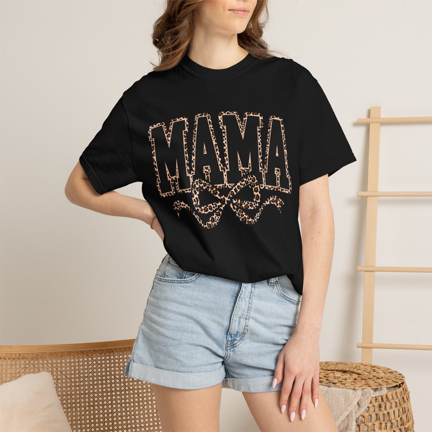 Mama Leopard Bow T-Shirt | Mama Graphic Tee, Animal Print Mom Shirt