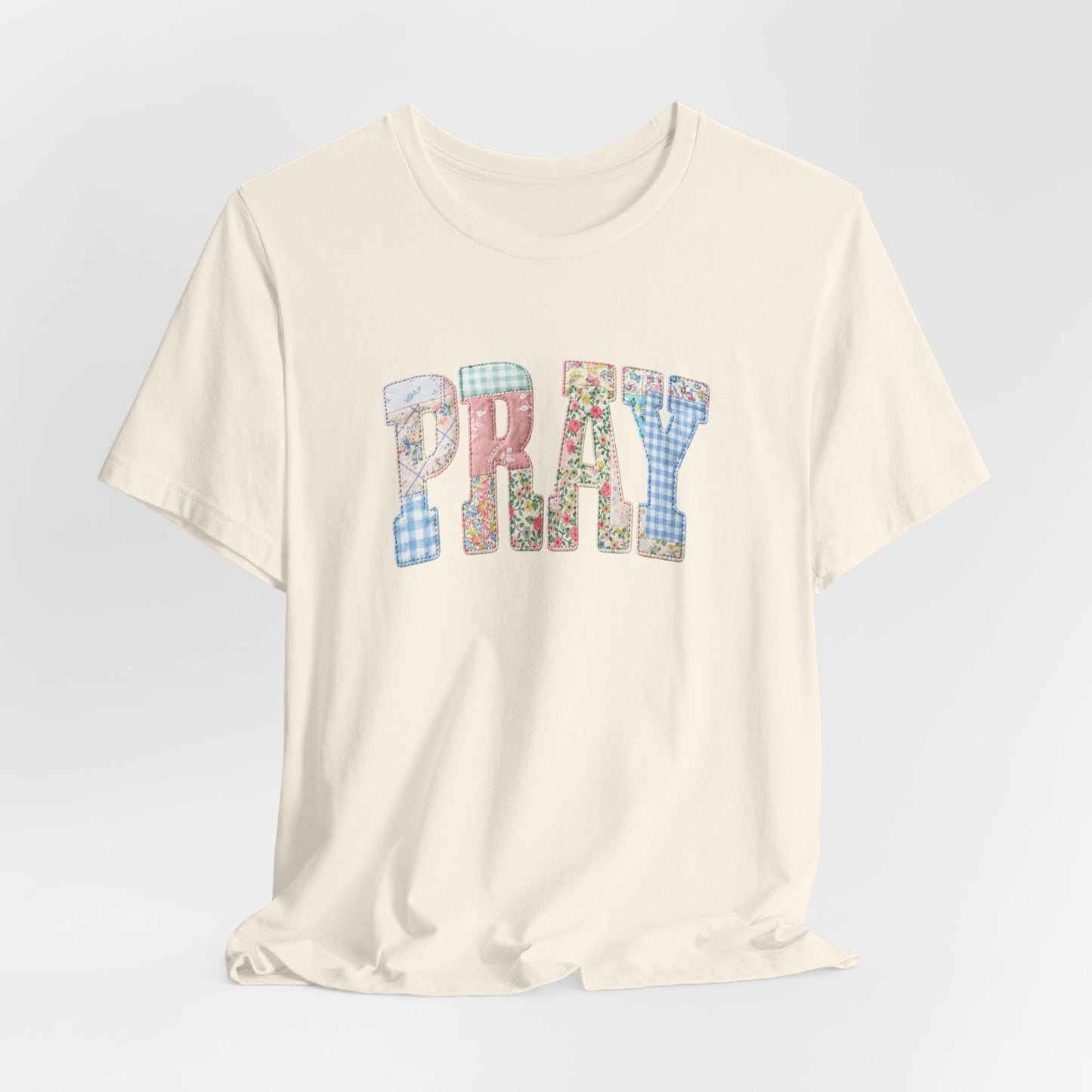 PRAY floral patchwork tee | Prayer graphic t-shirt