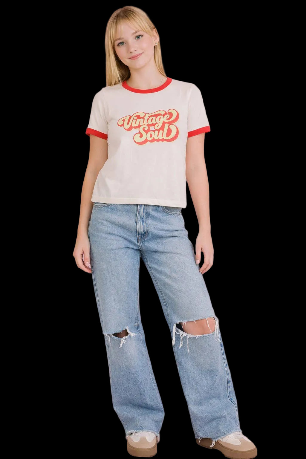 Vintage Soul Screen Printed Casual Knit Top