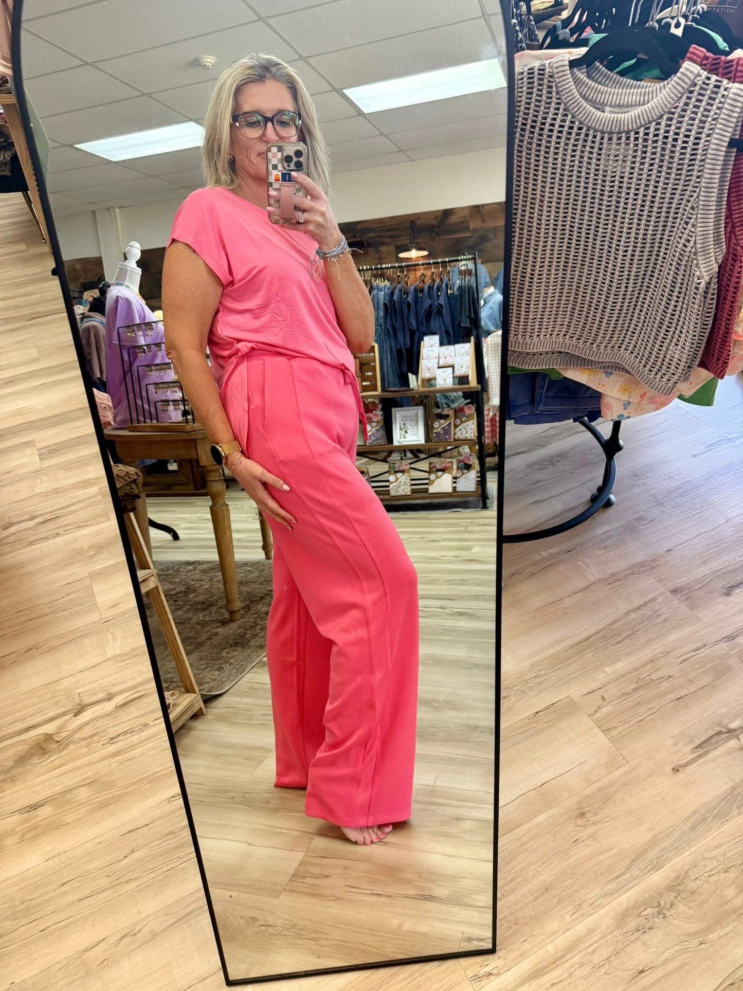 Elastic Waist Wide-Leg Pants