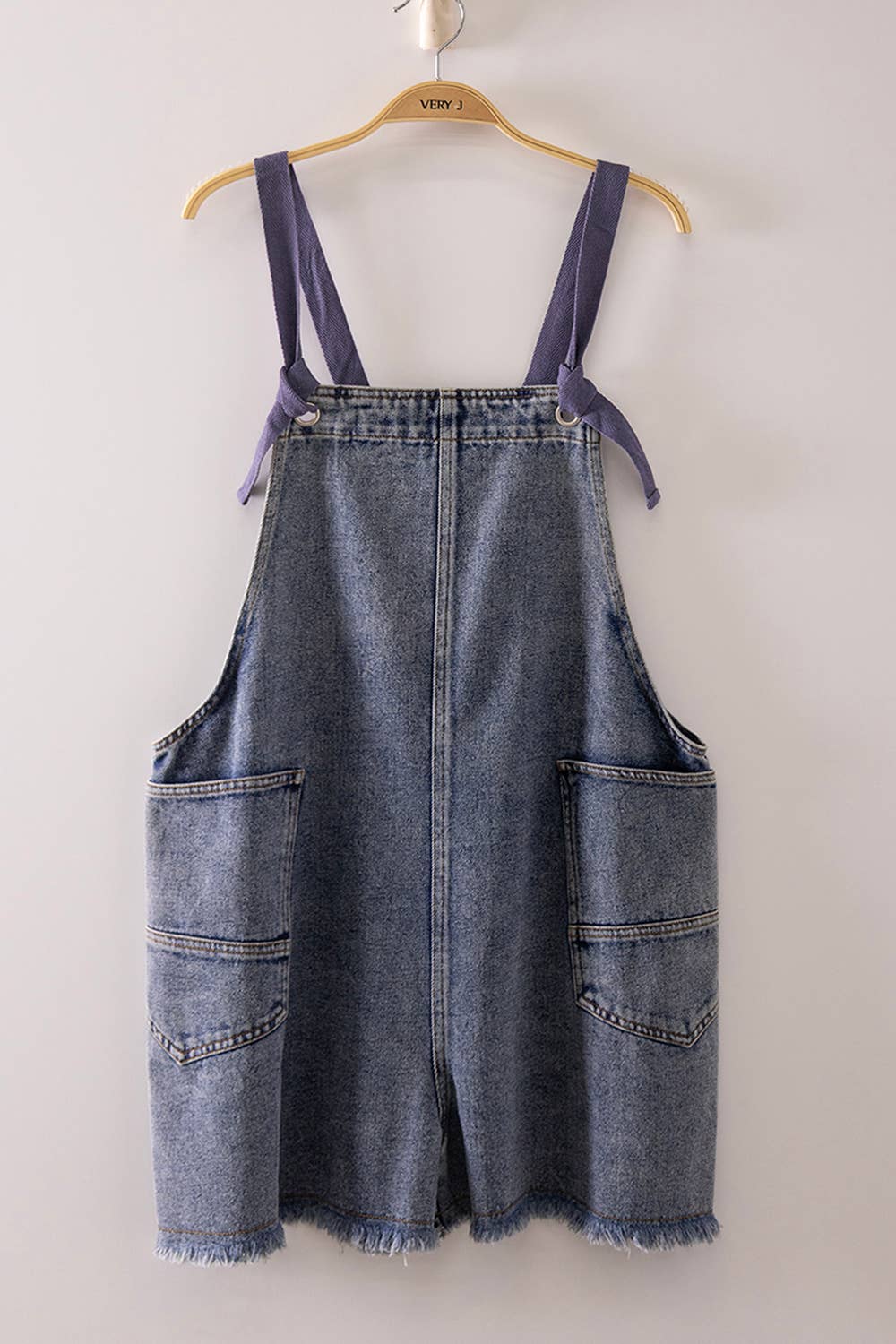 Color Me Cute Washed Denim Pocket Overall Romper