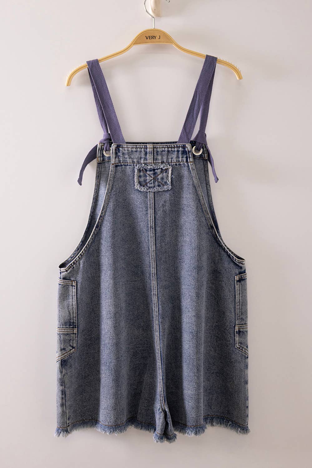 Color Me Cute Washed Denim Pocket Overall Romper