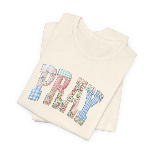 PRAY floral patchwork tee | Prayer graphic t-shirt