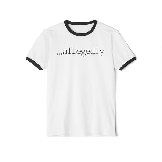 allegedly ringer tee | graphic text shirt, minimalist typography