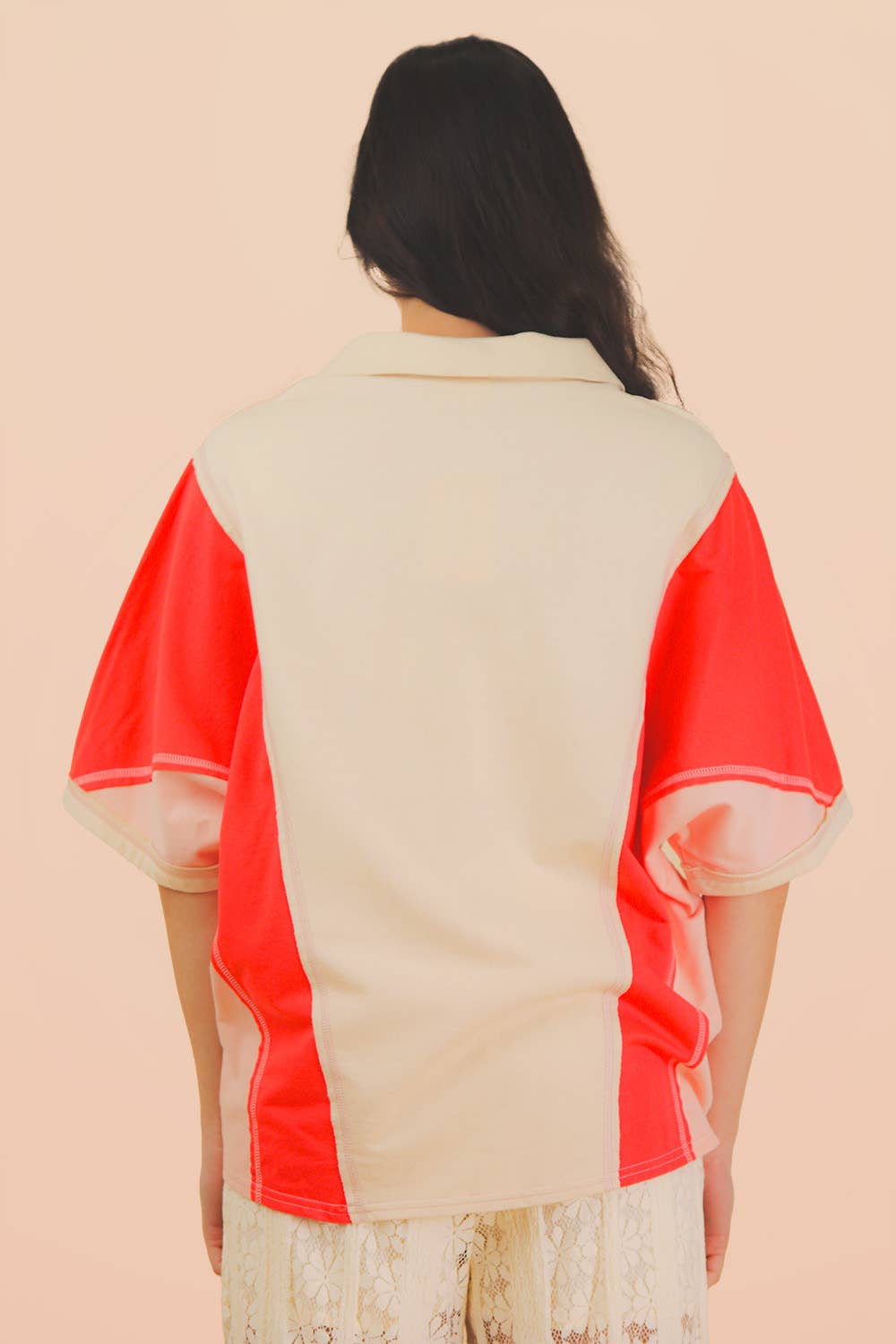 Oversized Dolman Sleeve Color Block Casual Top