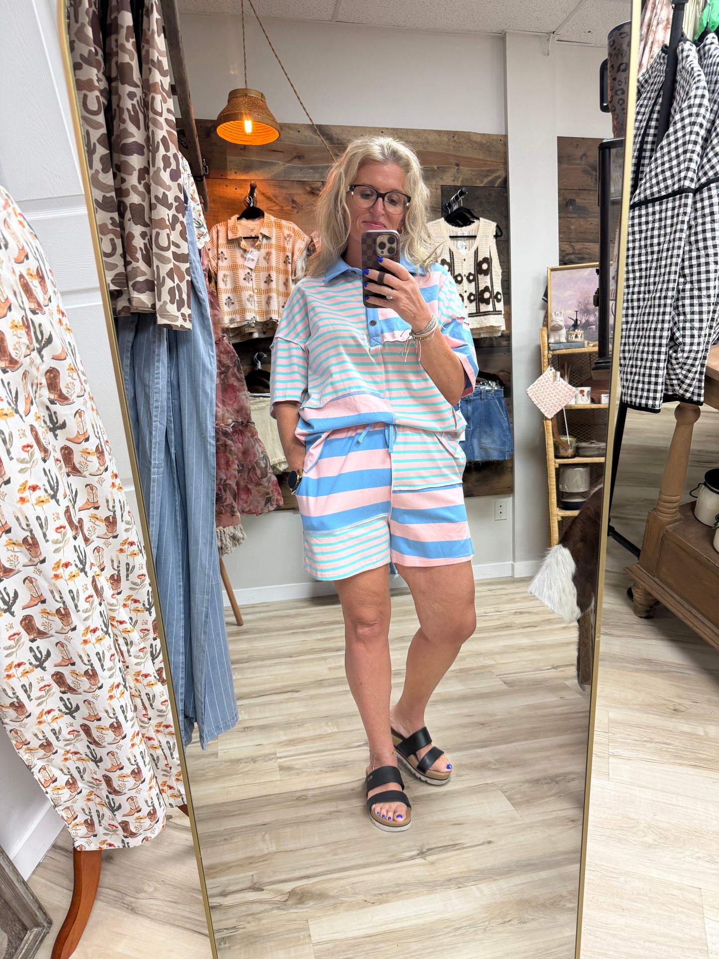 The Seaside Mixed Patchwork Loose Short Set