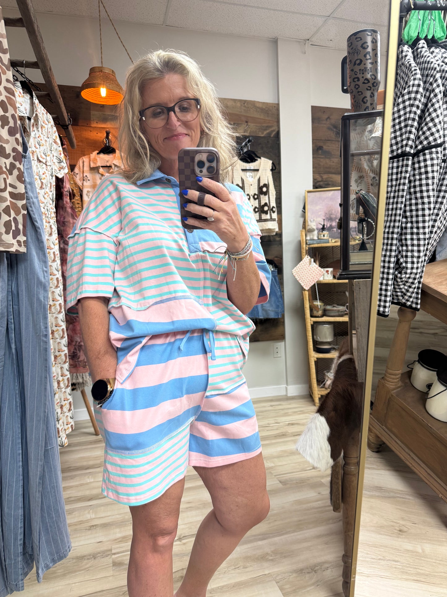 The Seaside Mixed Patchwork Loose Short Set