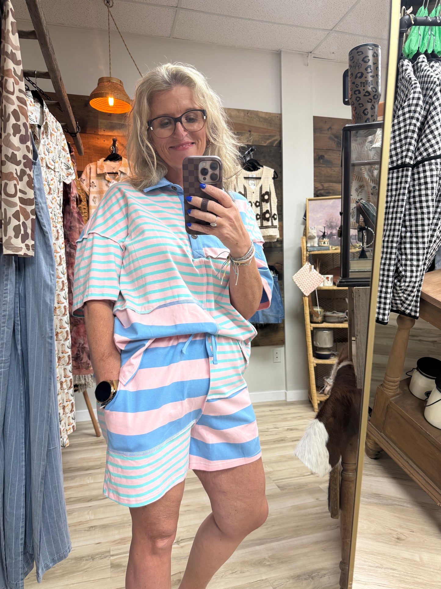 The Seaside Mixed Patchwork Loose Short Set