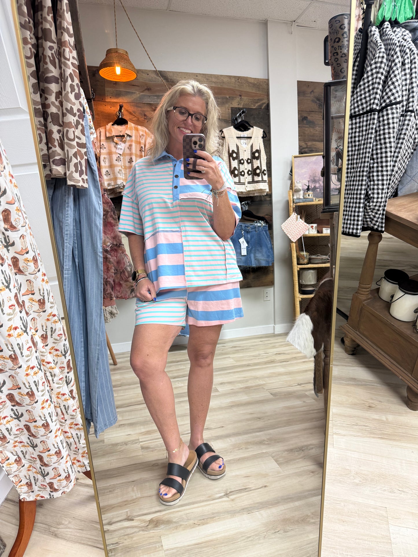 The Seaside Mixed Patchwork Loose Short Set