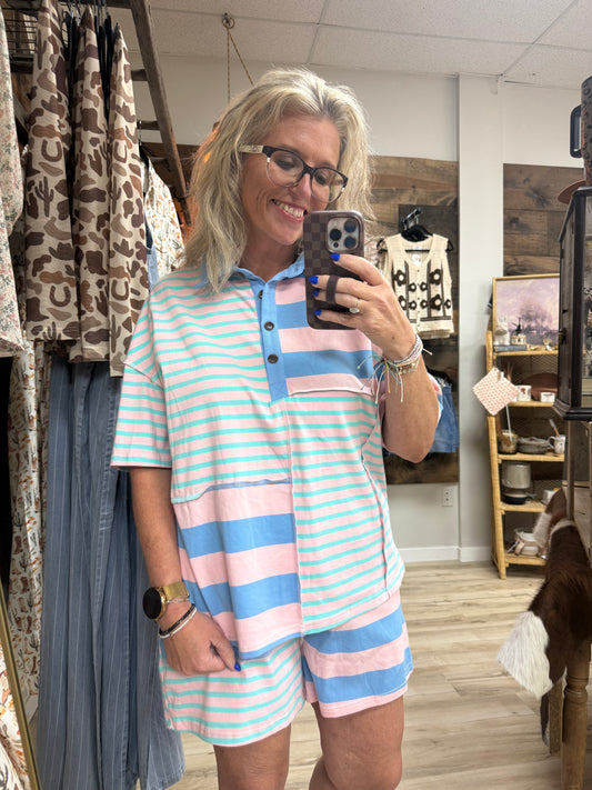 The Seaside Mixed Patchwork Loose Short Set