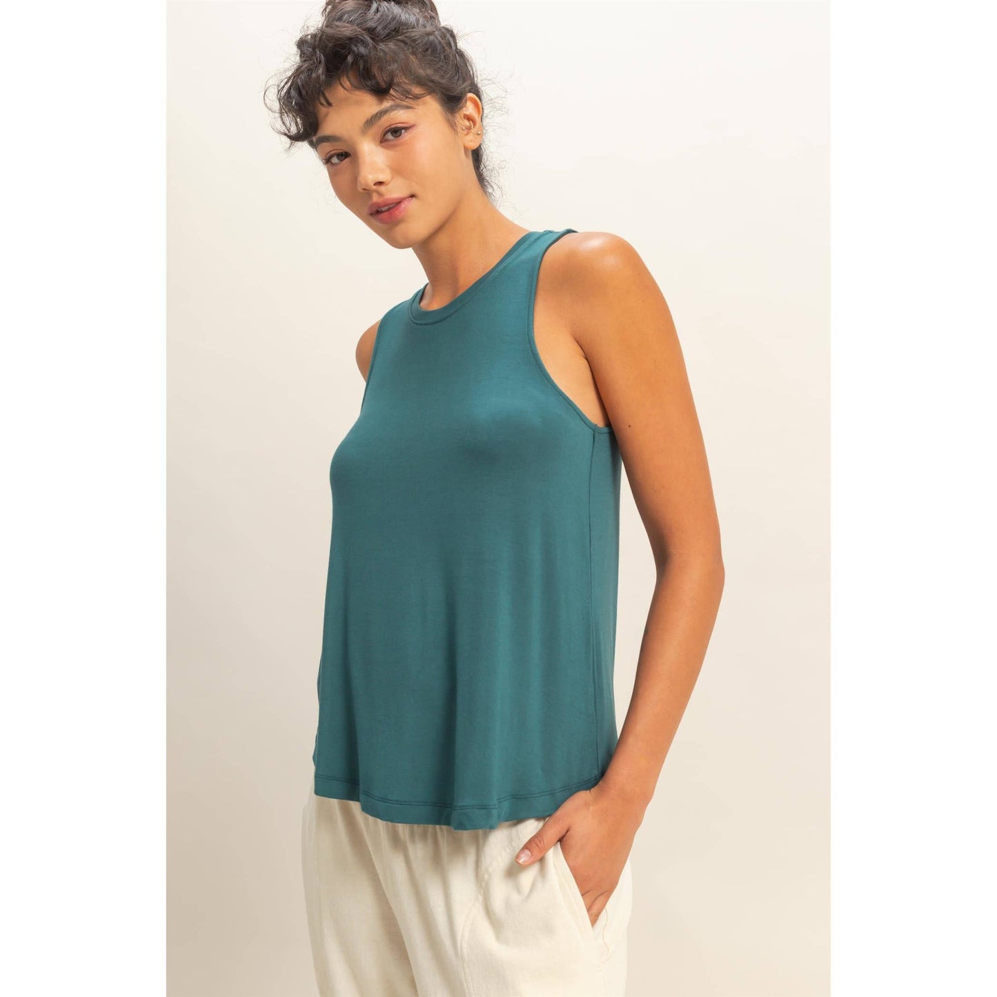 Crew Neck Rayon Tank Top