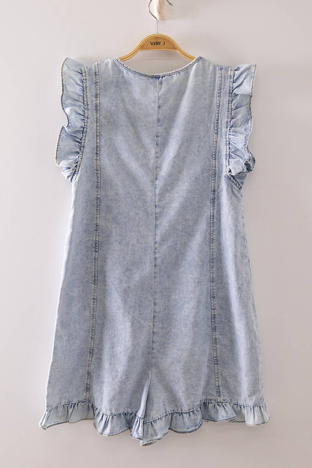 Sweet Chelsea Ruffle Denim Romper
