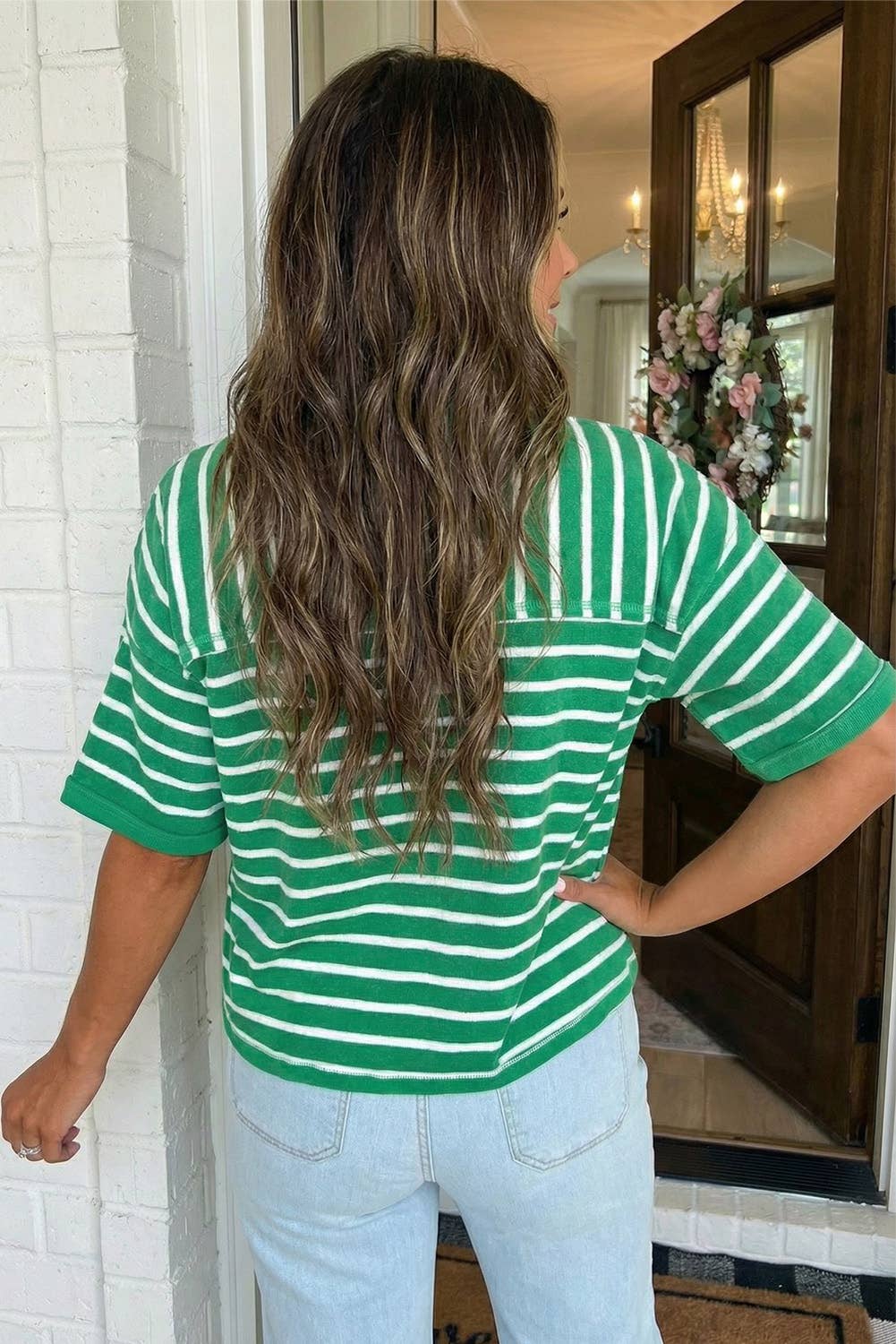 Basic Betty Striped Half Sleeve Tee