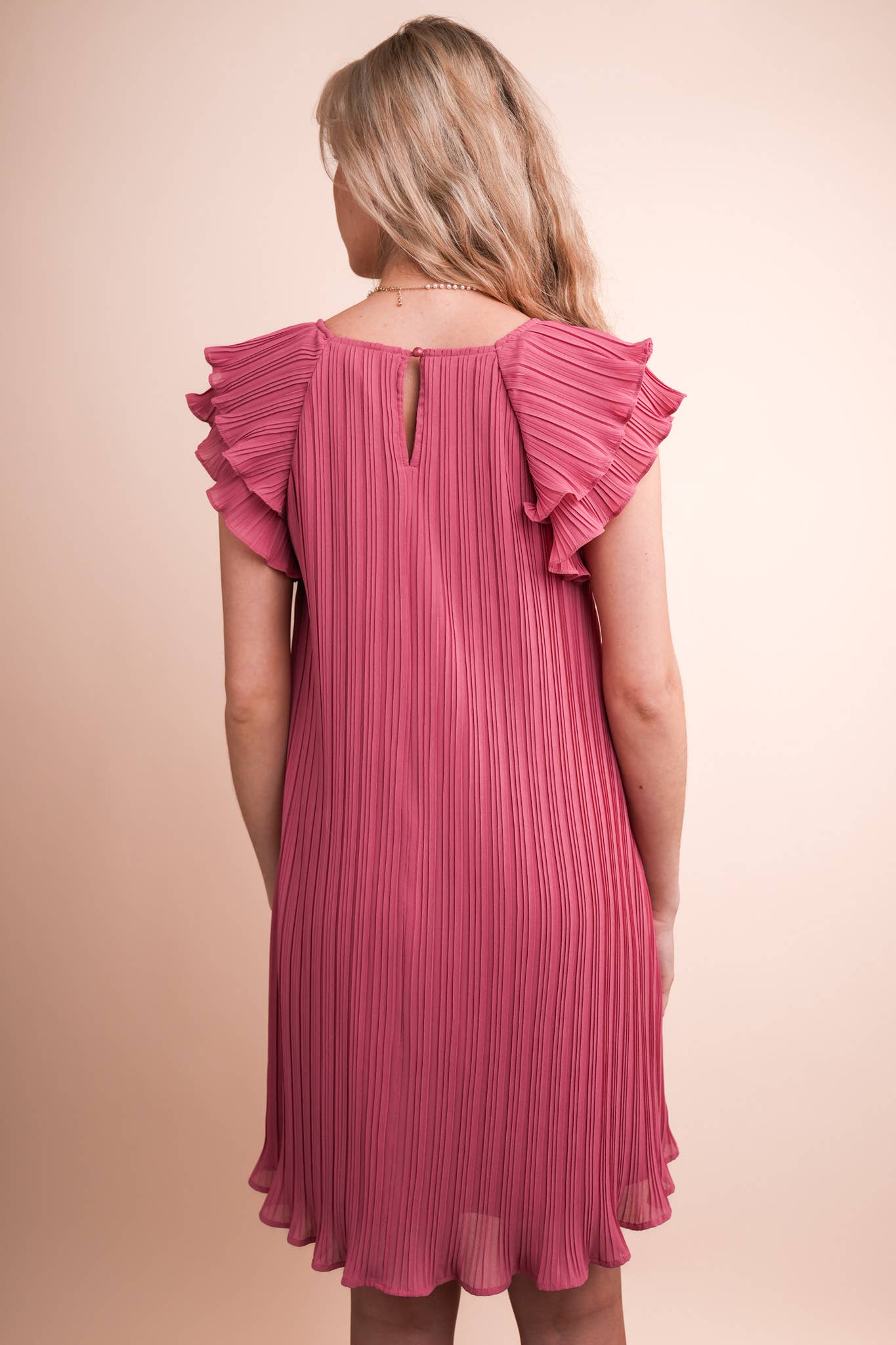 Miss Candy Ruffle Sleeve Pleated Woven Min Dress