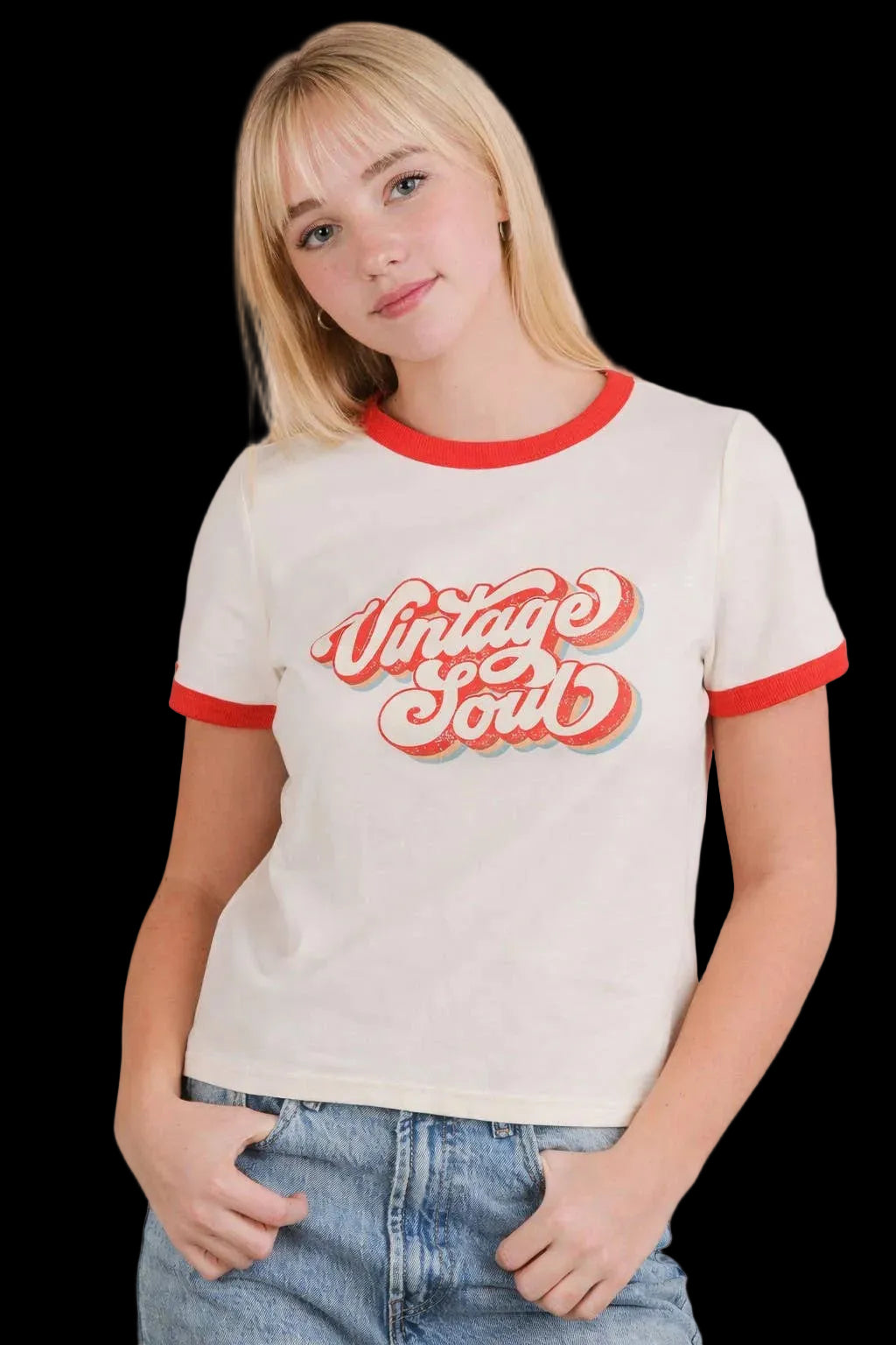 Vintage Soul Screen Printed Casual Knit Top